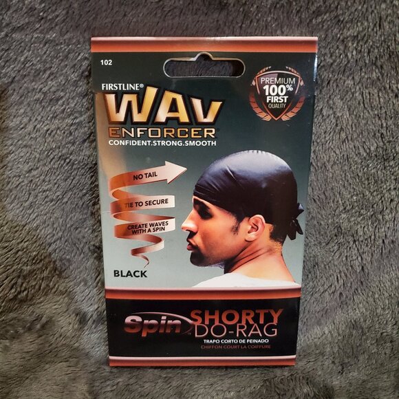 Firstline WavEnforcer Premium Spin Shorty Do-Rag Black - Picture 1 of 4